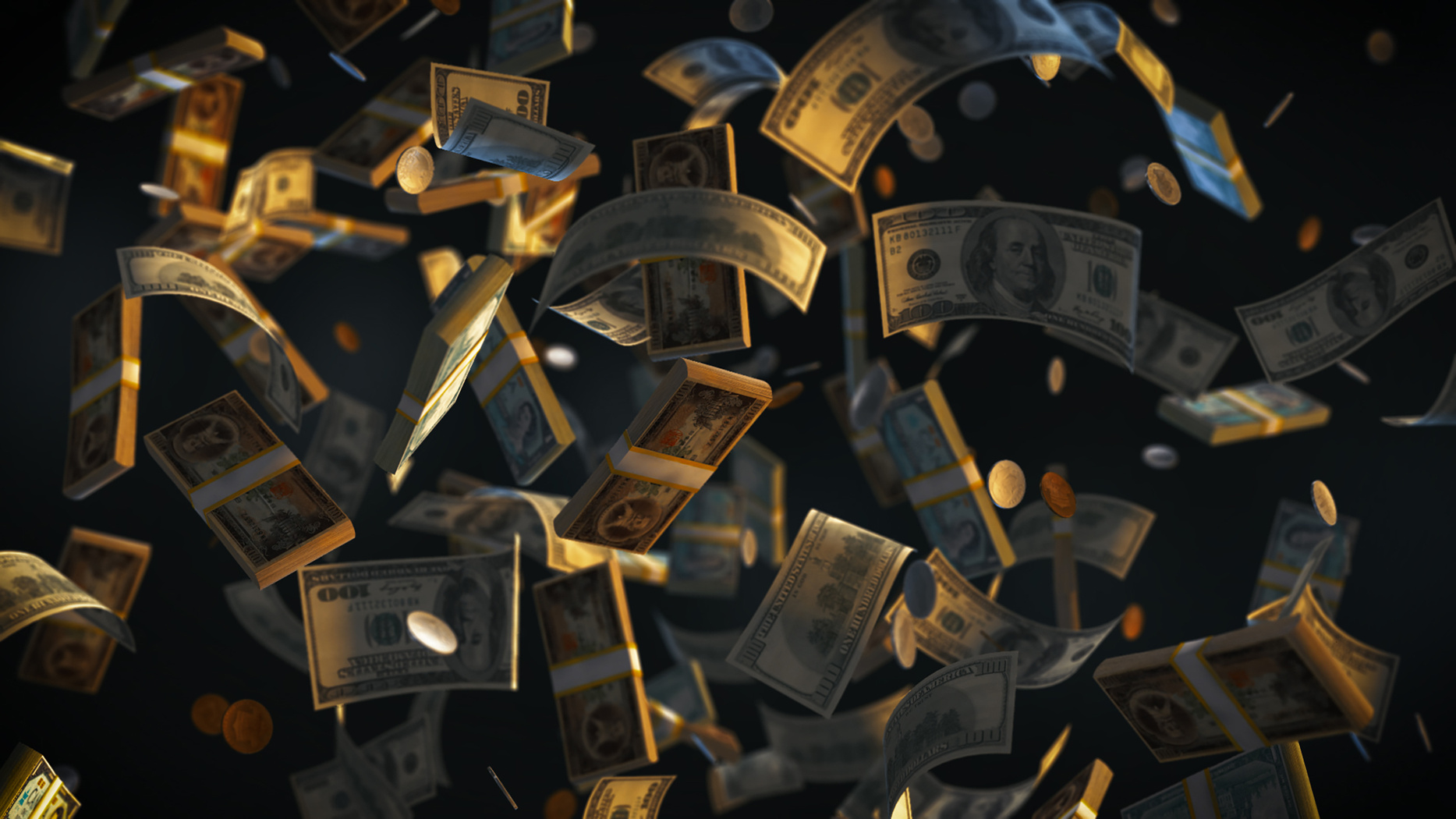 money notes flying Cash